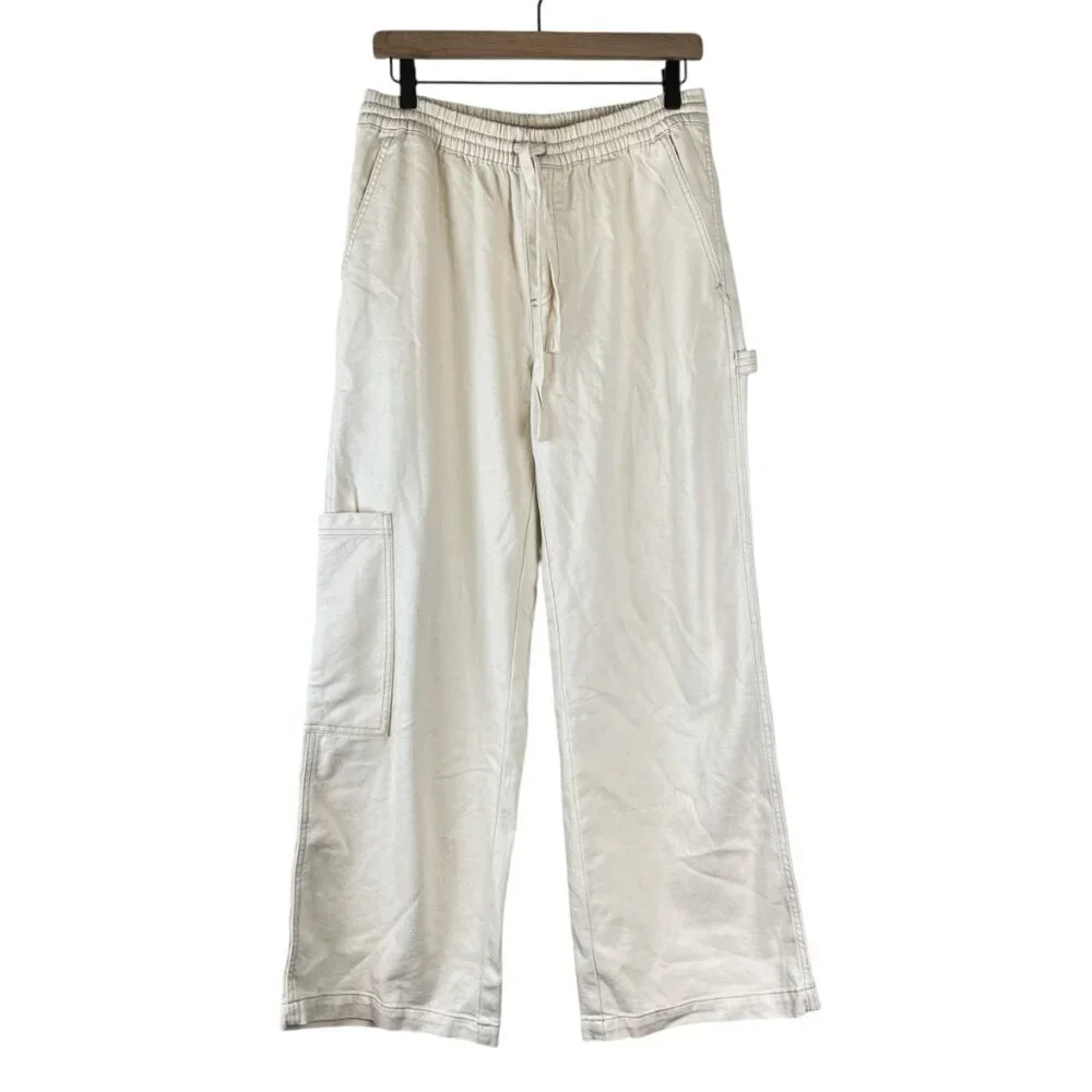 Aerie Cream Speckled Low & Slouchy Wide Leg Trouser Pants - Picture 2 of 7